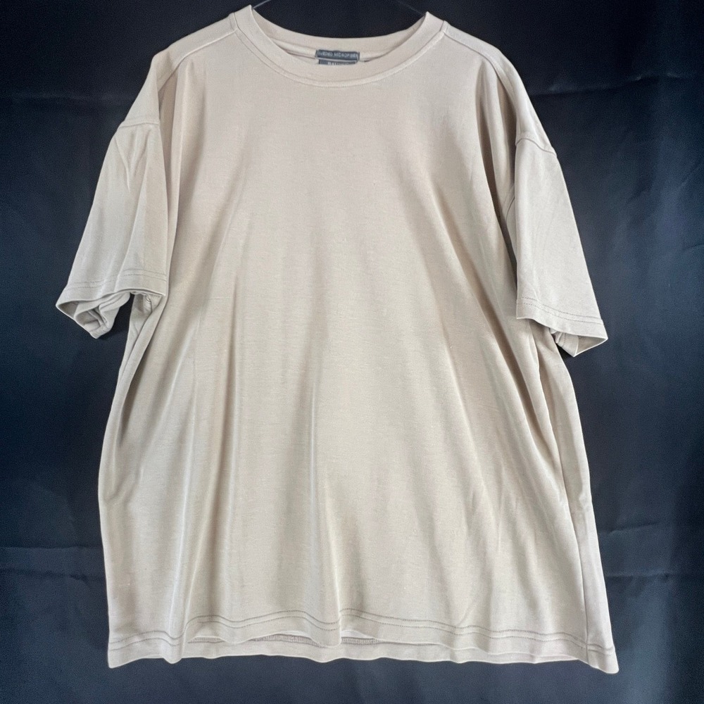 Bruno Mens Sueded Microfiber Modal Blend T-Shirt Tan Beige Sz L Relaxed Fit